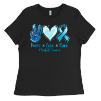 Black Peace Love Cure Prostate Cancer Ladies Tee - Jasminsmagicworld