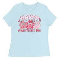 Baby Blue happy valentine's day Ladies Tee - MaliasSmallBusiness