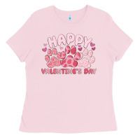 Bubblegum Pink happy valentine's day Ladies Tee - MaliasSmallBusiness