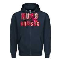 Navy Hugs and kisses Valentine's Day Zipper Hoodie - FaDigitalArtStudio