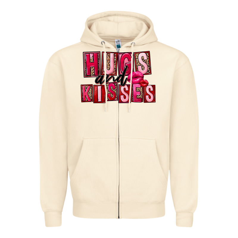 Hugs And Kisses Valentine's Day Zipper Hoodie by FaDigitalArtStudio | Teevron