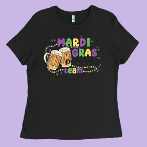 Mardi Gras Drinking Team Ladies Tee Designed By Maliassmallbusiness