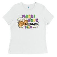 White mardi gras drinking team Ladies Tee - MaliasSmallBusiness