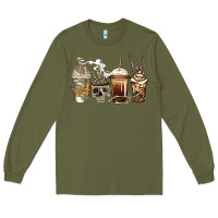 Army Green skeleton coffee Long Sleeve Tee - Jasminsmagicworld