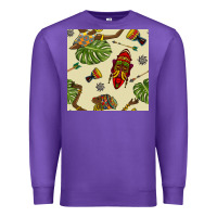 Purple african woman and mask seamless pattern Premium Sweatshirt - BundleAndBundleShop