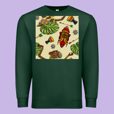 African Woman And Mask Seamless Pattern Premium Sweatshirt Designed By Bundleandbundleshop