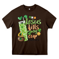 Chocolate Brown st. patricks day jesus fills my cup Heavy Core Tee - MaliasSmallBusiness