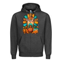 Charcoal Heather Thanksgiving Cold Drink Frappe Zipper Hoodie - FaDigitalArtStudio