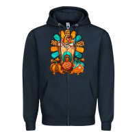 Navy Thanksgiving Cold Drink Frappe Zipper Hoodie - FaDigitalArtStudio