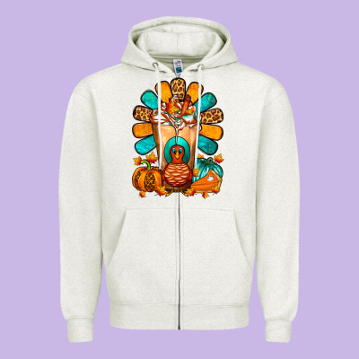 Thanksgiving Cold Drink Frappe Zipper Hoodie Designed By Fadigitalartstudio