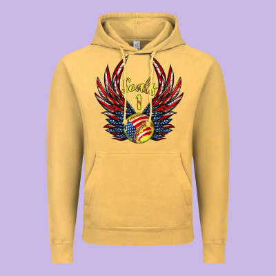 Angel Wings Softball Vintage Hoodie Designed By Jasminsmagicworld