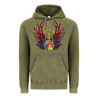 Vintage Olive angel wings softball Vintage Hoodie - Jasminsmagicworld
