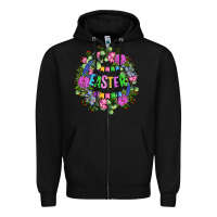 Black Easter Day Flower Easter Zipper Hoodie - OliviaCreatesArt