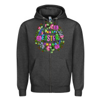 Charcoal Heather Easter Day Flower Easter Zipper Hoodie - OliviaCreatesArt
