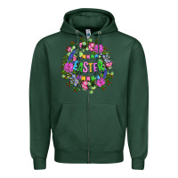 Sports Green Easter Day Flower Easter Zipper Hoodie - OliviaCreatesArt