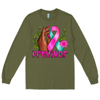 Army Green Previvor Breast Cancer Long Sleeve Tee - NancyCooperArtShop