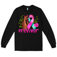 Black Previvor Breast Cancer Long Sleeve Tee - NancyCooperArtShop