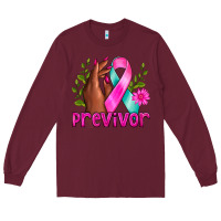 Burgundy Previvor Breast Cancer Long Sleeve Tee - NancyCooperArtShop