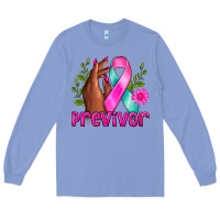 Colony Blue Previvor Breast Cancer Long Sleeve Tee - NancyCooperArtShop