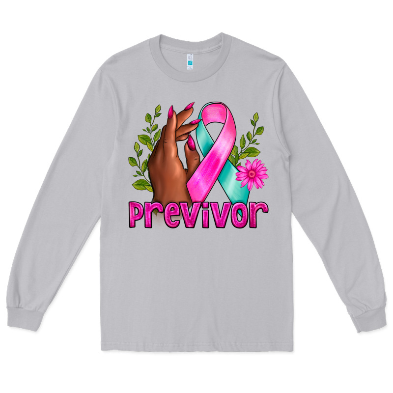Previvor Breast Cancer Long Sleeve Tee by NancyCooperArtShop | Teevron