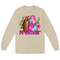 Mushroom Previvor Breast Cancer Long Sleeve Tee - NancyCooperArtShop