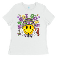 White mardi gras vibes Ladies Tee - MaliasSmallBusiness
