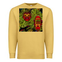 Antique Gold african masks and monstera leaf seamless pattern Premium Sweatshirt - BundleAndBundleShop