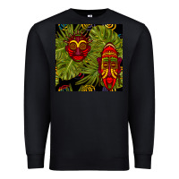 Black african masks and monstera leaf seamless pattern Premium Sweatshirt - BundleAndBundleShop