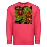 Cardinal african masks and monstera leaf seamless pattern Premium Sweatshirt - BundleAndBundleShop