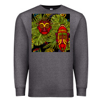 Charcoal Heather african masks and monstera leaf seamless pattern Premium Sweatshirt - BundleAndBundleShop