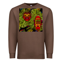 Chestnut african masks and monstera leaf seamless pattern Premium Sweatshirt - BundleAndBundleShop