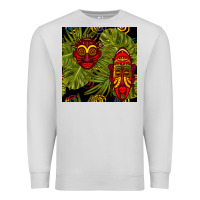 Dove Grey african masks and monstera leaf seamless pattern Premium Sweatshirt - BundleAndBundleShop