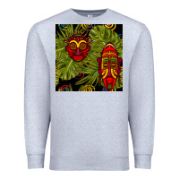 Heather Grey african masks and monstera leaf seamless pattern Premium Sweatshirt - BundleAndBundleShop