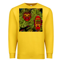 Lemon african masks and monstera leaf seamless pattern Premium Sweatshirt - BundleAndBundleShop