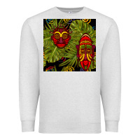 Oatmeal Heather african masks and monstera leaf seamless pattern Premium Sweatshirt - BundleAndBundleShop