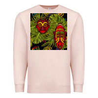 Pale Pink african masks and monstera leaf seamless pattern Premium Sweatshirt - BundleAndBundleShop