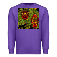 Purple african masks and monstera leaf seamless pattern Premium Sweatshirt - BundleAndBundleShop