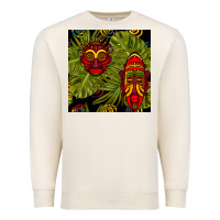Sandshell african masks and monstera leaf seamless pattern Premium Sweatshirt - BundleAndBundleShop