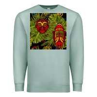 Seafoam african masks and monstera leaf seamless pattern Premium Sweatshirt - BundleAndBundleShop