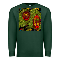 Sports Green african masks and monstera leaf seamless pattern Premium Sweatshirt - BundleAndBundleShop
