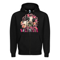 Black Be my Valentine Holstein Cow Valentine's Day Zipper Hoodie - FaDigitalArtStudio