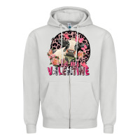 Dove Grey Be my Valentine Holstein Cow Valentine's Day Zipper Hoodie - FaDigitalArtStudio