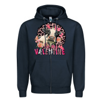 Navy Be my Valentine Holstein Cow Valentine's Day Zipper Hoodie - FaDigitalArtStudio