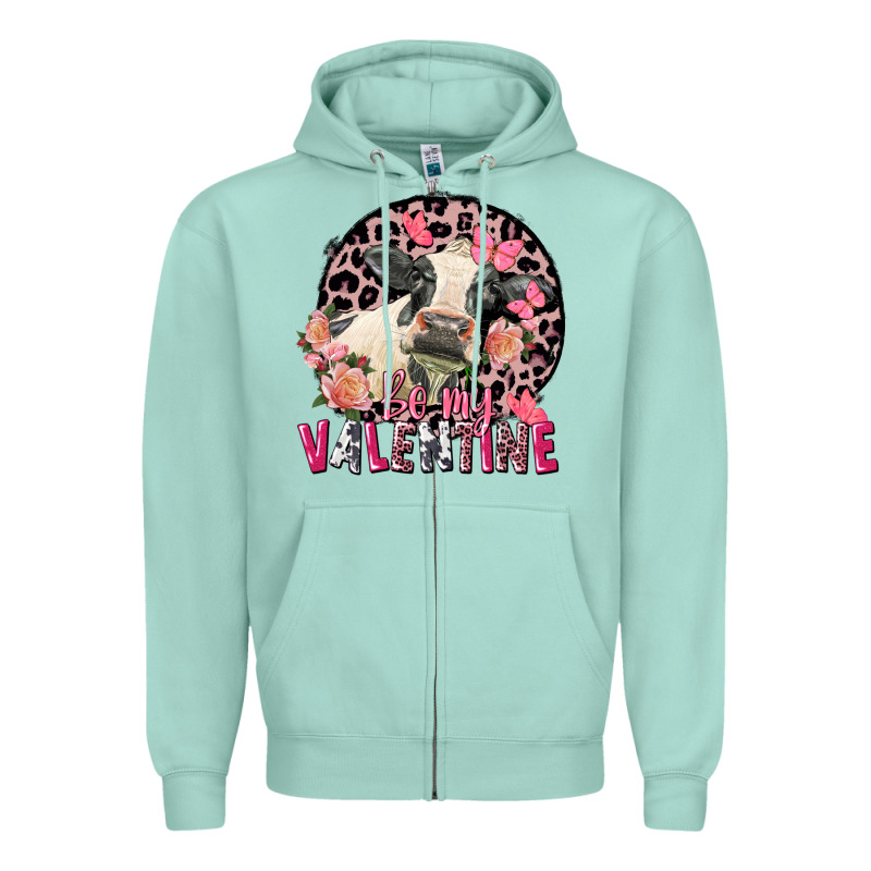Be My Valentine Holstein Cow Valentine's Day Zipper Hoodie by FaDigitalArtStudio | Teevron