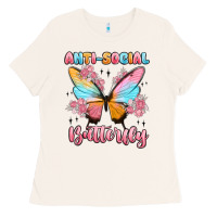 Bone anti social butterfly Ladies Tee - MaliasSmallBusiness