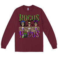 Burgundy Hocus Pocus with Skeletons Long Sleeve Tee - texasbilliewilder