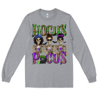 Heather Grey Hocus Pocus with Skeletons Long Sleeve Tee - texasbilliewilder