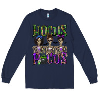 Navy Hocus Pocus with Skeletons Long Sleeve Tee - texasbilliewilder
