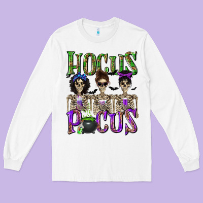 Hocus Pocus With Skeletons Long Sleeve Tee Designed By Texasbilliewilder