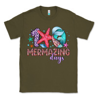 Army Green 100 mermazing days Classic Tee - Artiststas